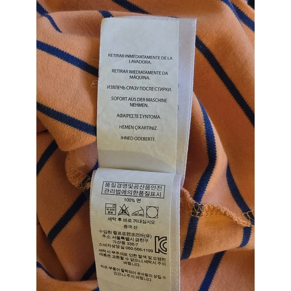 Polo Ralph Lauren Mens Large‎ Classic Fit Orange With Blue Stripes